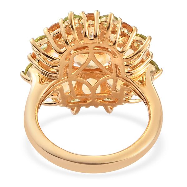 Citrin und Peridot Cluster Ring 925 Silber 585 Vergoldet image number 6