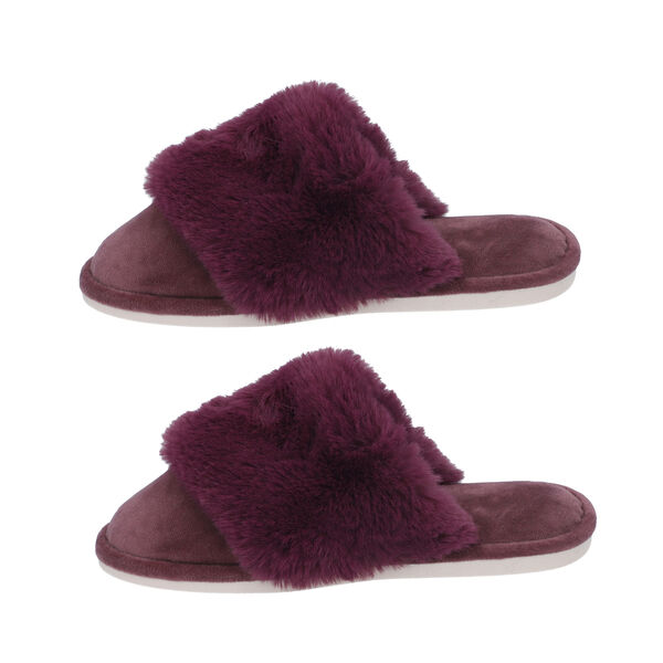PREMIUM KOLLEKTION: Luxus Kunstfell Hausschuhe mit gepolsterter Sohle, Gr&ouml;&szlig;e 36-37, Burgunderrot image number 6
