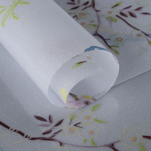 Statisch haftende Fensterfolie, nicht klebend, Schmetterling und Vogel-Muster, beige image number 1