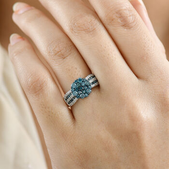 D'Joy blauer und wei&szlig;er Diamant Ring - 0,99 ct.
