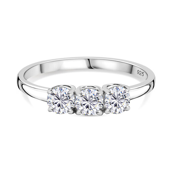 Moissanit Ring, 925 Silber platiniert - 0,68 ct.