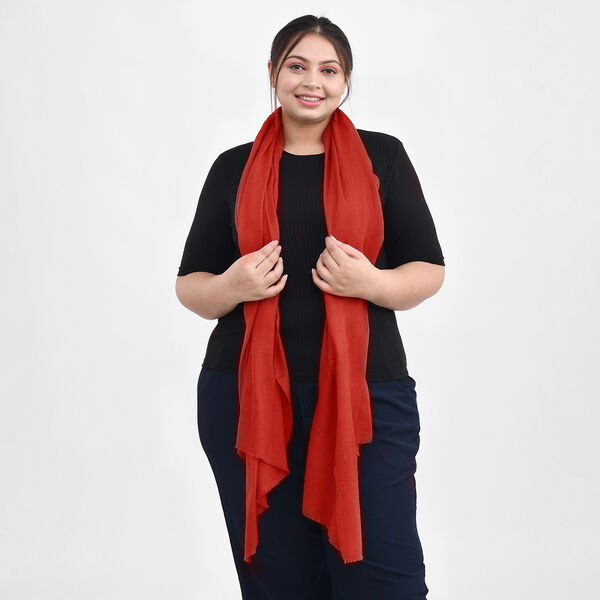 LA MAREY luxuriöser und weicher Schal aus 100% Kaschmirwolle, 70x195 cm, Kupferrot image number 5