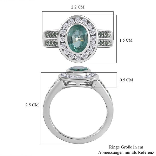 Smaragd und Moissanit Ring, ca. 1,91 ct image number 6