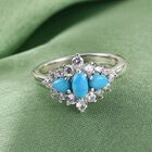 Natürlicher Sleeping Beauty Türkis 3 Stein Ring 925 Silber Platin-Überzug image number 1