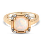 Natürlicher, äthiopischer Opal und Zirkon-Ring, 925 Silber 585 Gelbgold Vermeil (Größe 20.00) ca. 1,42 ct