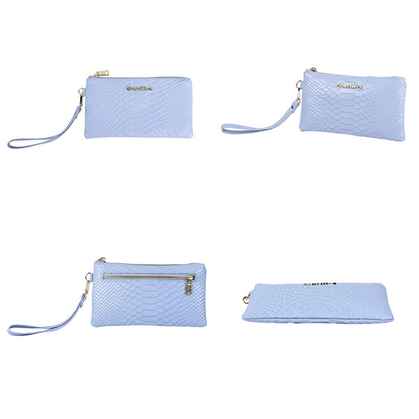 SENCILLEZ - 100% Leder Clutch, Hellblau image number 4