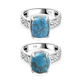 2er-Set - Blaue Türkis-Ringe - 14 ct.
