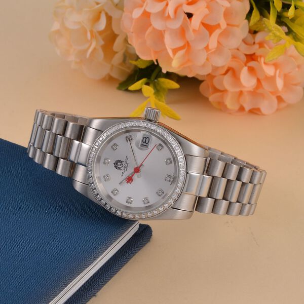 William Hunt - Moissanit-Akzentuhr, Schweizer Uhrwerk, Mineralglas und 5ATM Wasserresistenz, Edelstahl-Armband image number 2