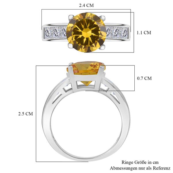 Lustro Stella Gelber Saphir-Farbener Zirkonia, Wei&szlig;er Zirkonia Ring 925 Silber rhodiniert (Gr&ouml;&szlig;e 20.00) image number 6
