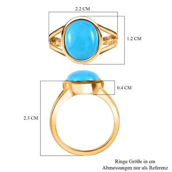 Amerikanischer, natürlicher Sleeping Beauty Türkis Ring, 925 Silber Gelbgold Vermeil, (Größe 20.00) ca. 4.28 ct image number 7