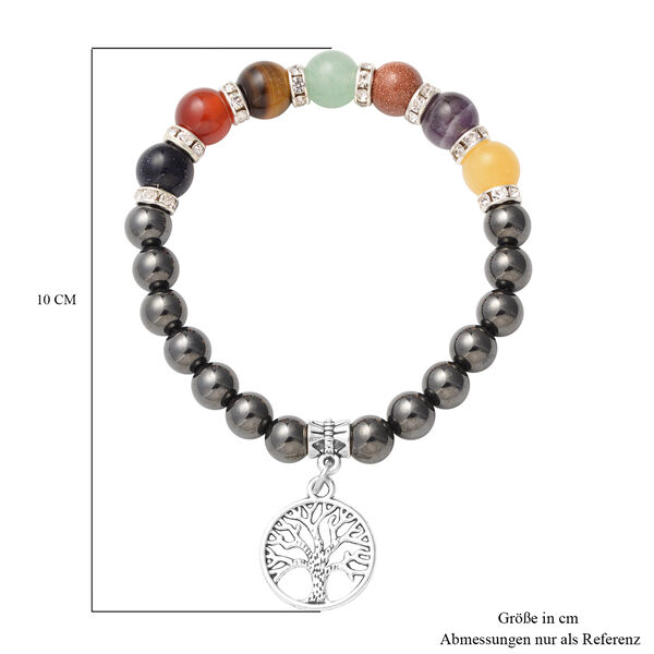 Mehrfarbiges Edelstein- und weißes Kristall-Armband, 18 cm image number 3