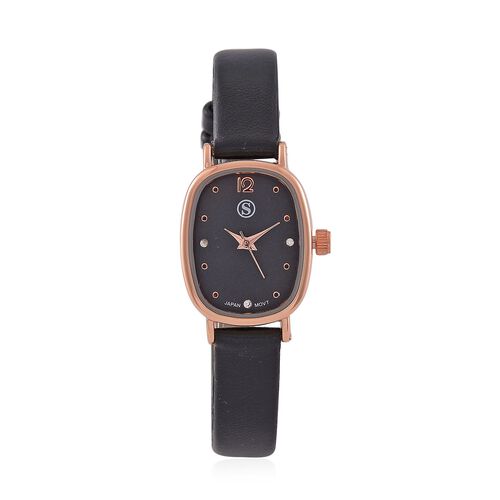 STRADA PC21S Uhr mit Japanischem Uhrwerk, Roségoldfarbenem Gehäuse und Schwarzem PU-Armband image number 0