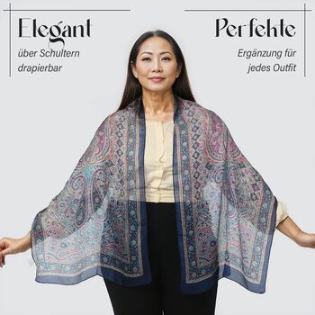 Geschmeidiger Luxuri&ouml;ser 100% Seidenschal, dunkelblau