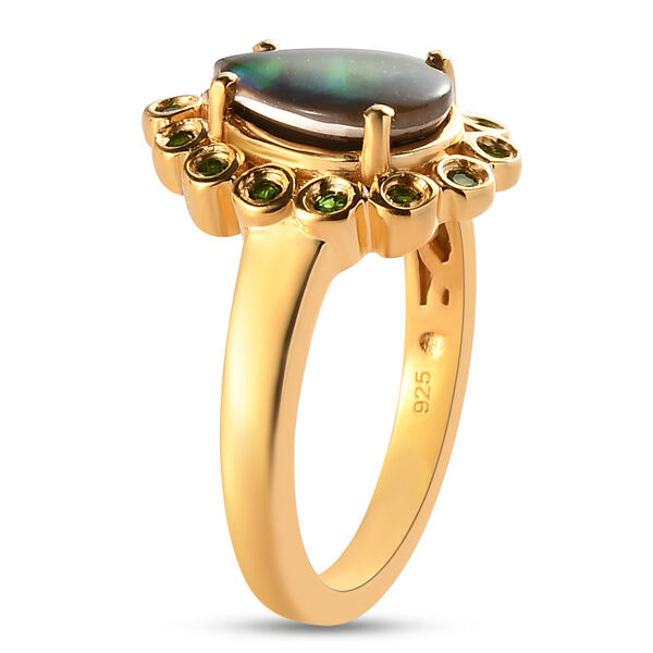 Ammolit und Nat&uuml;rlicher Chromdiopsid Ring 925 Silber vergoldet  ca. 1,75 ct image number 5