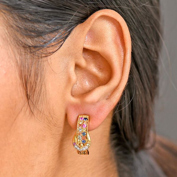 D'Joy AA Mehrfarbig Saphir, Moissanit Ohrringe 925 Silber 750 Gelbgold Vermeil ca. 1,43 ct. image number 3