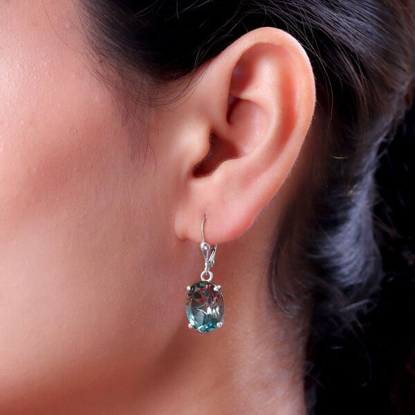 Aqua Terra Costa Quarz Triplett-Solitär-Ohrhänger, 925 Silber platiniert, 12,94 ct. image number 3