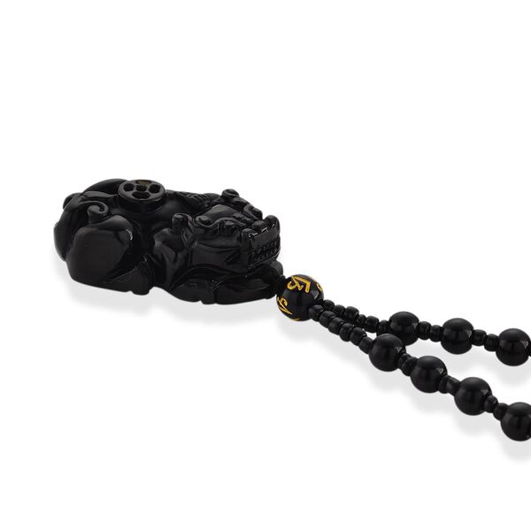 Schwarzer Glasachat Halskette 63 cm ca. 190.00 ct image number 3