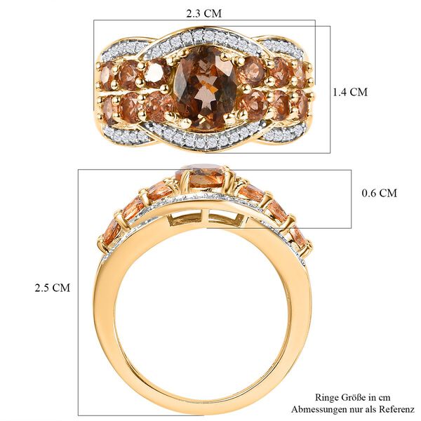 Natürlicher Jenipapo Andalusit Ring, 925 Silber Gelbgold Vermeil (Größe 21.00) ca. 3.15 ct image number 7