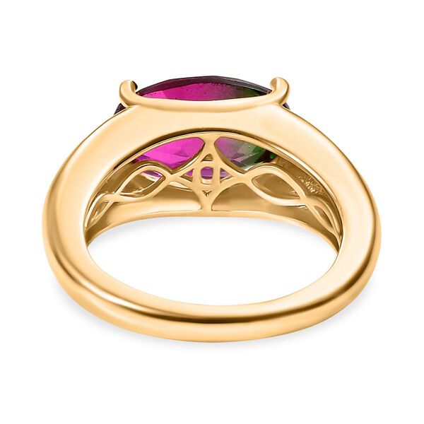 D&rsquo;joy Wassermelonen Quarz Triplette Ring 925 Silber 750 Gelb Vergoldet (Gr&ouml;&szlig;e 18.00) ca. 3,63 ct image number 6