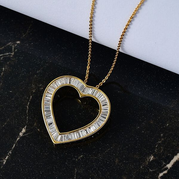 LUXURIANT VS-EF Labor Diamant Herz Anh&auml;nger mit 50cm Kette, 925 Silber 750 Gelbgold Vermeil - 2 ct. image number 2