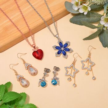 5er-Schmuckset - Glanzvolles Design, Mehrfarbiger Kristall, Eisen