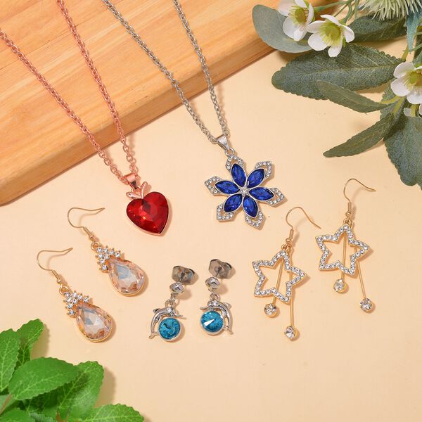 5er-Schmuckset - Glanzvolles Design, Mehrfarbiger Kristall, Eisen image number 2