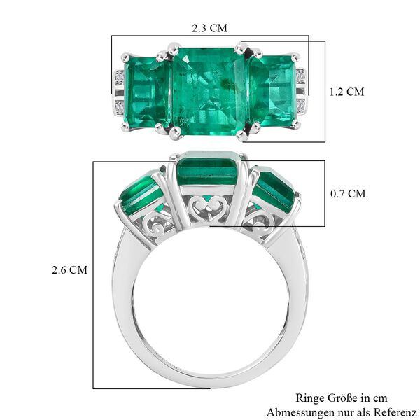 D'Joy Smaragd Triplett Quarz und Zirkon Ring - 7,16 ct. image number 6