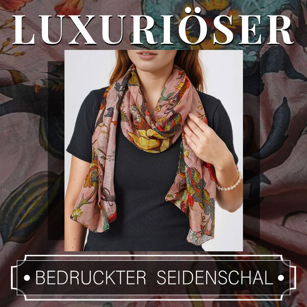 2er Set Luxus 100% Seidenschal und Rosenquarz Chakra-Armband