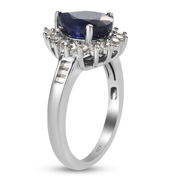 Masoala Saphir und Zirkon Halo Ring, 925 Silber platiniert, 3,11 ct. image number 5