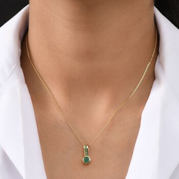 Timeless Embrace - D joy Kagem Sambischer Smaragd Anh&auml;nger mit Kette, 925 Silber 750 Gelbgold Vermeil ca. 0,60 ct.