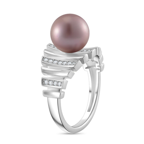 Mehrfarbiger Edison Perle und Zirkon Ring, 925 Silber rhodiniert image number 4