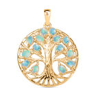 Natürlicher, äthiopischer Opal Lebensbaum-Anhänger, 925 Silber Gelbgold Vermeil ca. 1.46 ct