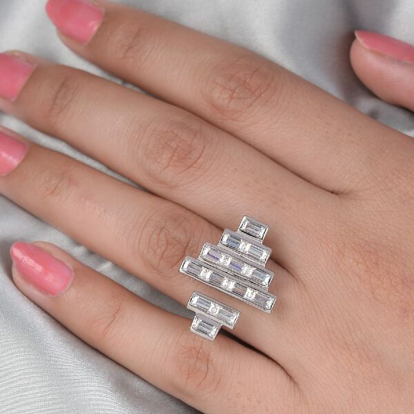 LUSTRO STELLA Hergestellt mit ZIRKONIA Ring 925 Silber Platin-&Uuml;berzug (Gr&ouml;&szlig;e 18.00) ca. 4,76 ct image number 3