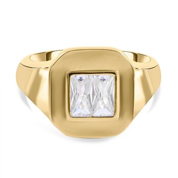 Lustro Stella - Wei&szlig;er Zirkonia Ring, 925 Silber vergoldet, ca. 0.72 ct