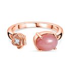 Herzklang - D joy AA Vinicunca-Peruanischer Opal, Weißer Zirkon Ring 925 Silber 750 rosévergoldet (Größe 19.00) ca. 1.22 ct