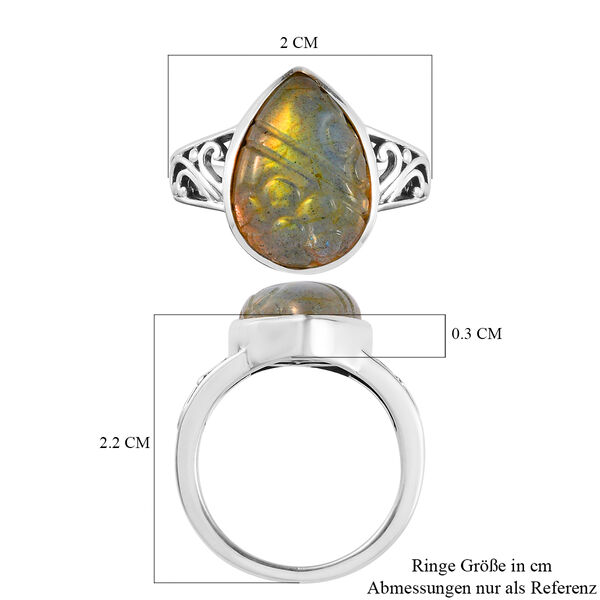 Labradorit Carving Schliff Ring, 925 Silber  ca. 5,00 ct image number 7
