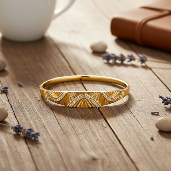 Weißer Zirkonia Armreif ca. 19 cm Nickelfreies Messing 0.60 ct image number 1