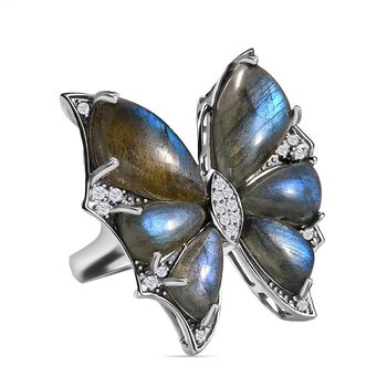 GP Trionfo Kollektion - Labradorit Ring, 925 Silber platiniert (Gr&ouml;&szlig;e 17.00) ca. 14.77 ct