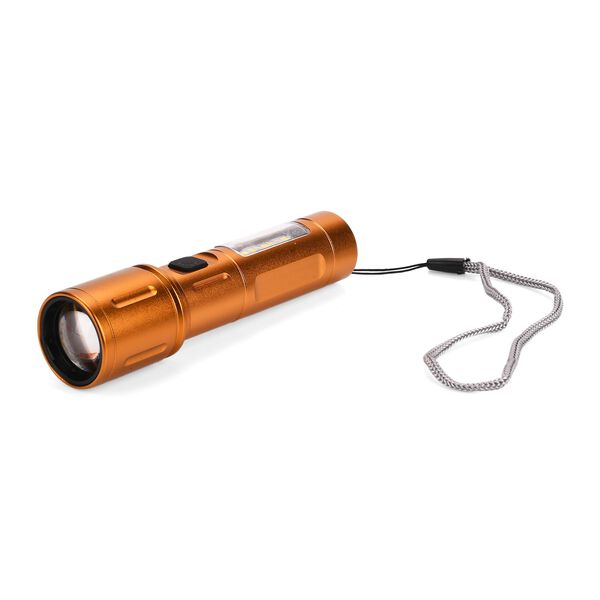 LIVMORE 6 in 1 LED-Taschenlampen aus Metall mit SOS Funktion, wiederaufladbar, 14x3,5 cm, Gold image number 4