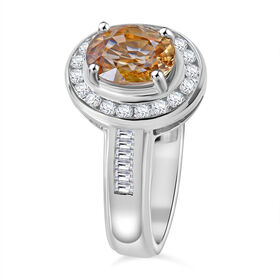 AA Gelber Zirkon, Weißer Zirkon Ring, 925 Silber rhodiniert (Größe 19.00) ca. 3.53 ct