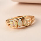 Natürlicher Äthiopischer Opal 3 Stein Ring 925 Silber vergoldet  ca. 0,38 ct image number 1
