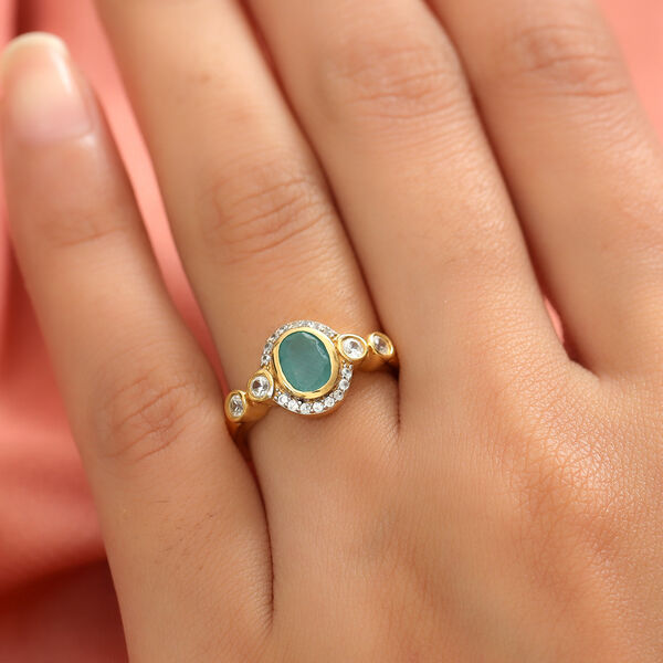 Grandidierit und Zirkon Ring 925 Silber vergoldet  ca. 1,11 ct image number 3