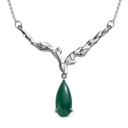 Verde Onyx Halskette, ca. 45 cm, Edelstahl ca. 5.31 ct