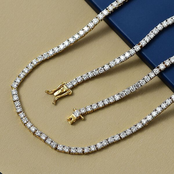Lab Grown Diamant SI-GH SGL zertifiziert Halskette ca. 45 cm 925 Silber 750 Gelbgold Vermeil ca. 10,03 ct. image number 1