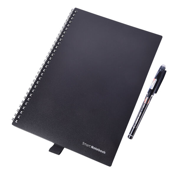 Smart - wiederverwendbares Notizbuch, Stift Radiergummi inkl., Schwarz