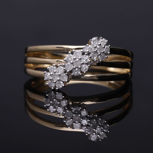 Wei&szlig;er Diamant P Ring 925 Silber Gelbgold Vermeil (Gr&ouml;&szlig;e 17.00) ca. 0,33 ct image number 2