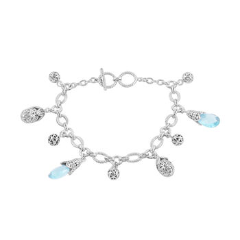 Royal Bali Kollektion - Blau Topas-Armband, ca. 19 cm, 925 Silber