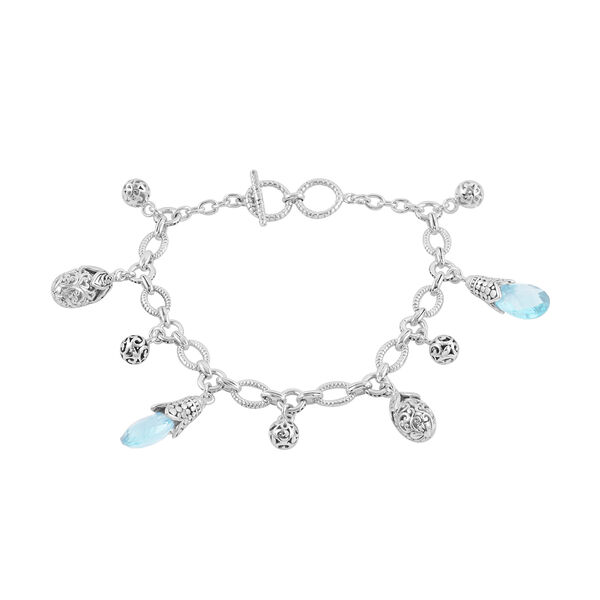 Royal Bali Kollektion - Blau Topas-Armband, ca. 19 cm, 925 Silber