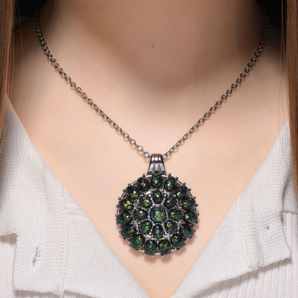 Simulierter schwarzer Resin Anhänger mit Kette, Reiner Edelstahl image number 2