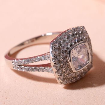 Lustro Stella - Wei&szlig;er Zirkonia Ring, 925 Silber rhodiniert (Gr&ouml;&szlig;e 17.00) ca. 1.15 ct